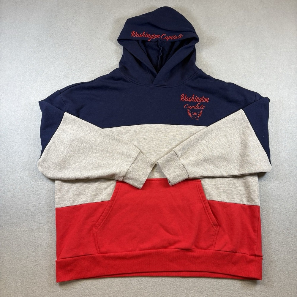 G-III 4Her Washington Capitals Hoodie Women's XXL Navy Gray Red NHL Pullover